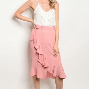 ❤️❤️CLEARANCE❤️❤️ Blush Midi Ruffle Skirt